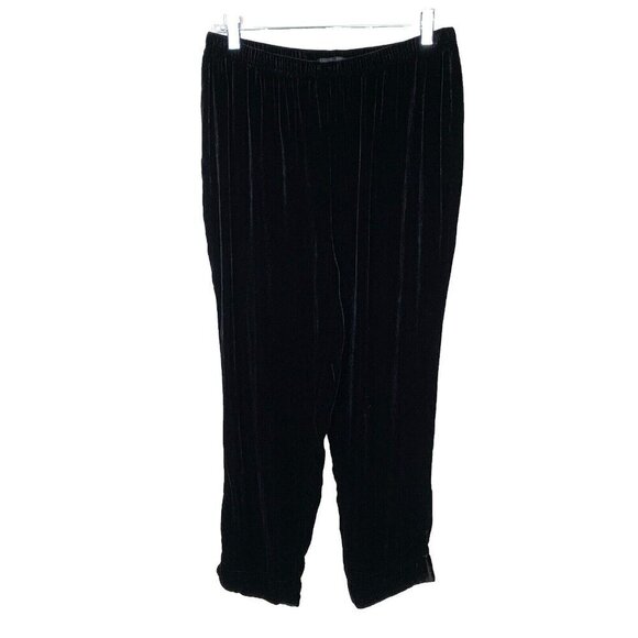 Cut Loose Womens Size M Black Velvet Pull On Pants Rayon Silk Ankle Holiday - Picture 1 of 13
